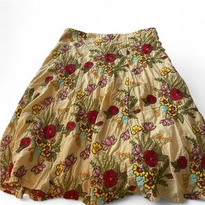 Johnny Was Embroidered Floral Skirt Size 2